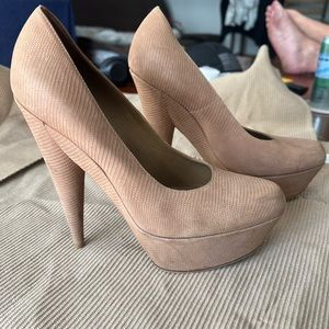 YSL Embossed Snakeskin Platform Heels